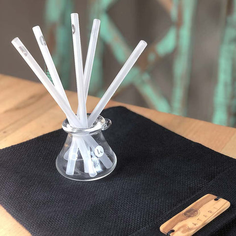 Hand blown frosted glass straws for drinks / pipettes for oils blends in glass jar  - Katari Beauty