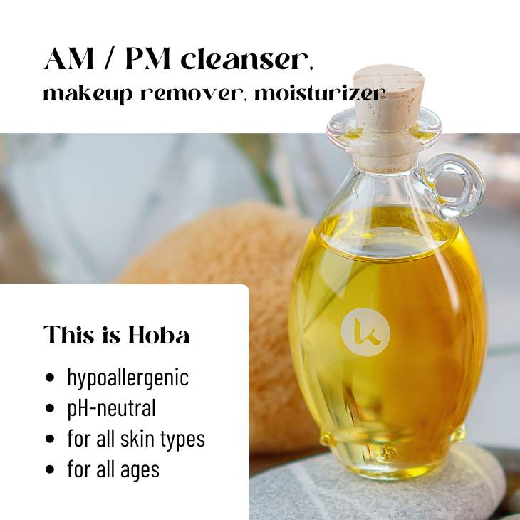 100% cold-pressed jojoba oil cleanser & moisturizer for sensitive skin - Hoba