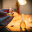 Katari oil perfumes in hand-blown glass by candlelight
