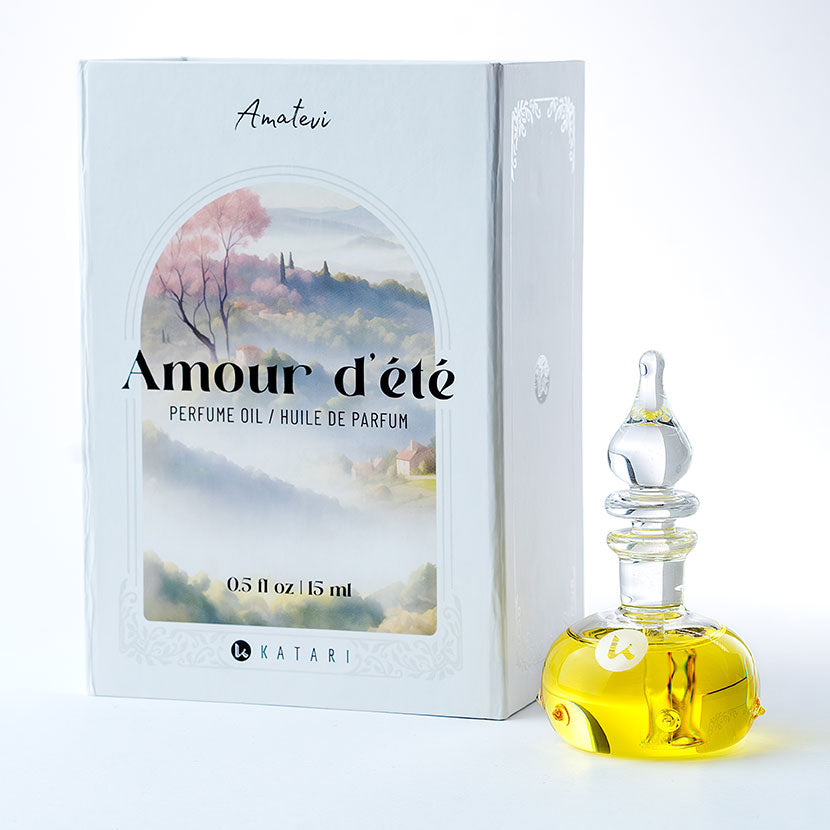 Perfume. 100% pure, organic essential oils distilled from plants grown in Provence, France.