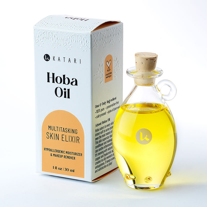 Cold-pressed hypoallergenic jojoba oil in a hand-blown frosted bottle - 1 fl oz / 30 ml