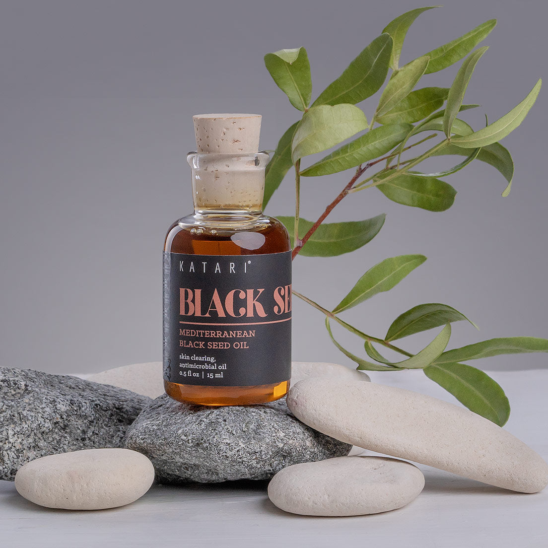 Pure, cold-pressed black seed oil in glass bottle 0.5 fl oz / 15 ml