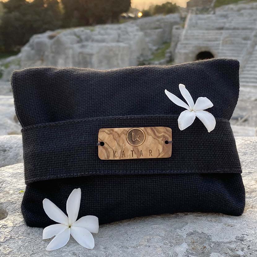 Handmade linen makeup bag 