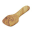 Hand-carved olive wood spatula (2'5" long) on a white background